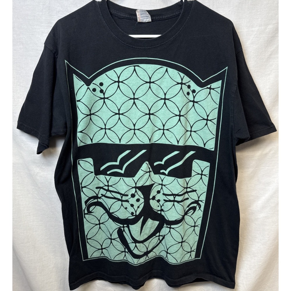 Atlas Original Shop T-Shirt LARGE Mens Turquoise Icon Geometric Cat Sunglasses